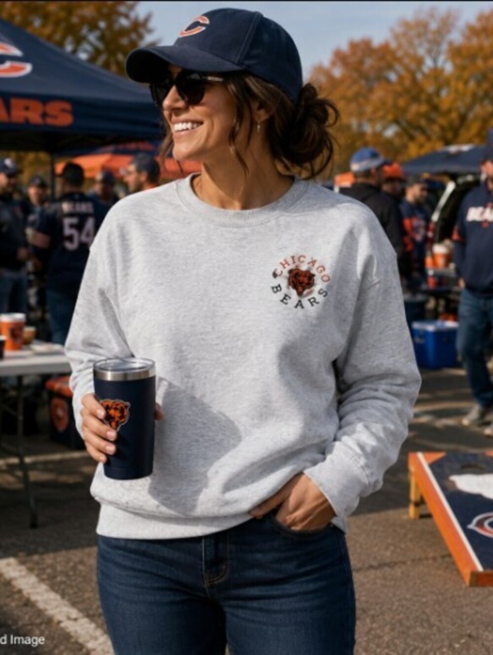 Chicago Bears Women Crewneck Sweatshirt Gray NFL NWT Large